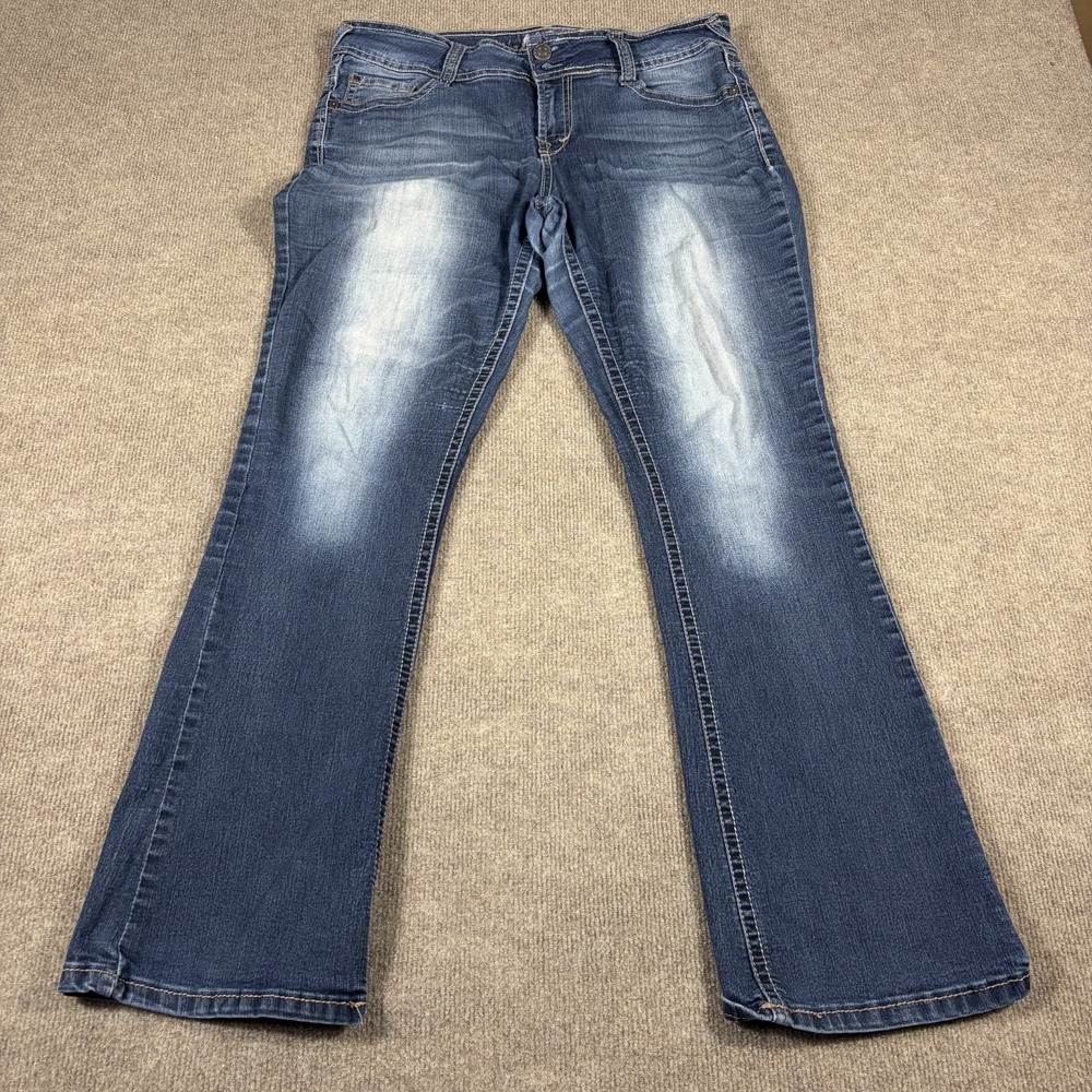 WallFlower Luscious Curvy Bootcut Jeans Womens 11 Blue Denim Cotton Dark Wash